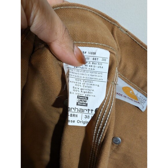 Carhartt Pants Men 38 Brown Loose Original Fit Barn Workwear B01-BRN Double Knee - Picture 10 of 11